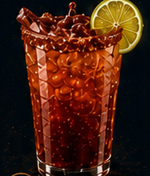 Michelada clásica preparada con salsa especial, limón y cerveza